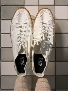 Nothing New Men’s White Canvas Sneakers with Gum Sole